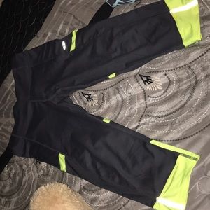 Neon yellow and dark gray workout pants